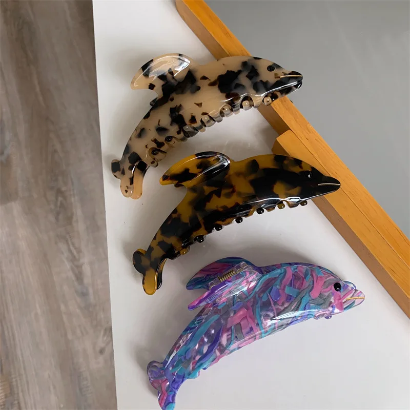 Gran venta, pinza para el pelo con forma de delfín para mascotas, serie Marine Life, pinza para el pelo de tiburón de nicho colorida, accesorio para el cabello para mujeres y niñas