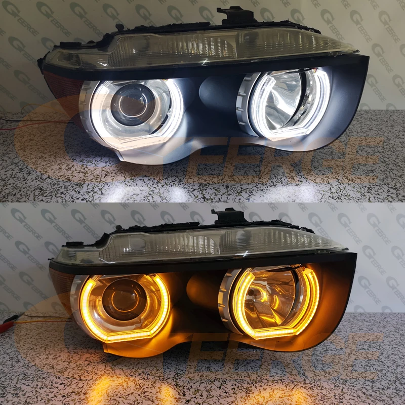 Excelente DTM LED Ojos de Ángel blanco ámbar switchback DRL intermitente luz para BMW E65 E66 PRE FACELIFT 745i 745Li 760Li 760i