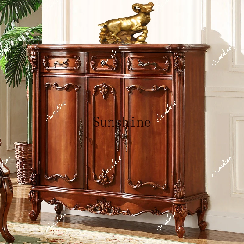 American solid wood three-door shoe cabinet large-capacity shoe storage cabinet  FT