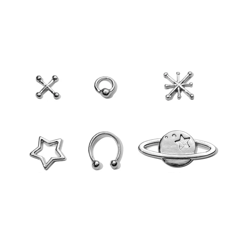 金属製の幾何学的なマニキュア装飾,シルバーカラー,合金マニキュア装飾,DIYアクセサリー,パンクファッション,10個