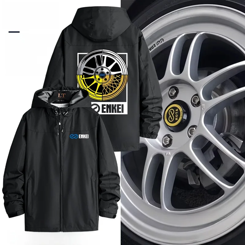 

Enkei Racing Car Modin Sle Men's Jaet Printed Outerwear Windproof Long Sve Casual Coat with Zipper for Autumn W...