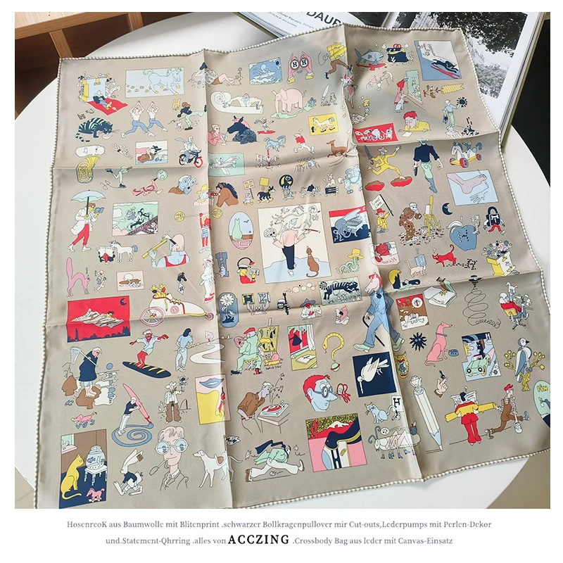 

Double-Sided Faionable Silk Scarf 65cm Twill 8 Momme Silk Square Scarf Versatile Winter Summer Autumn Seasonal Use