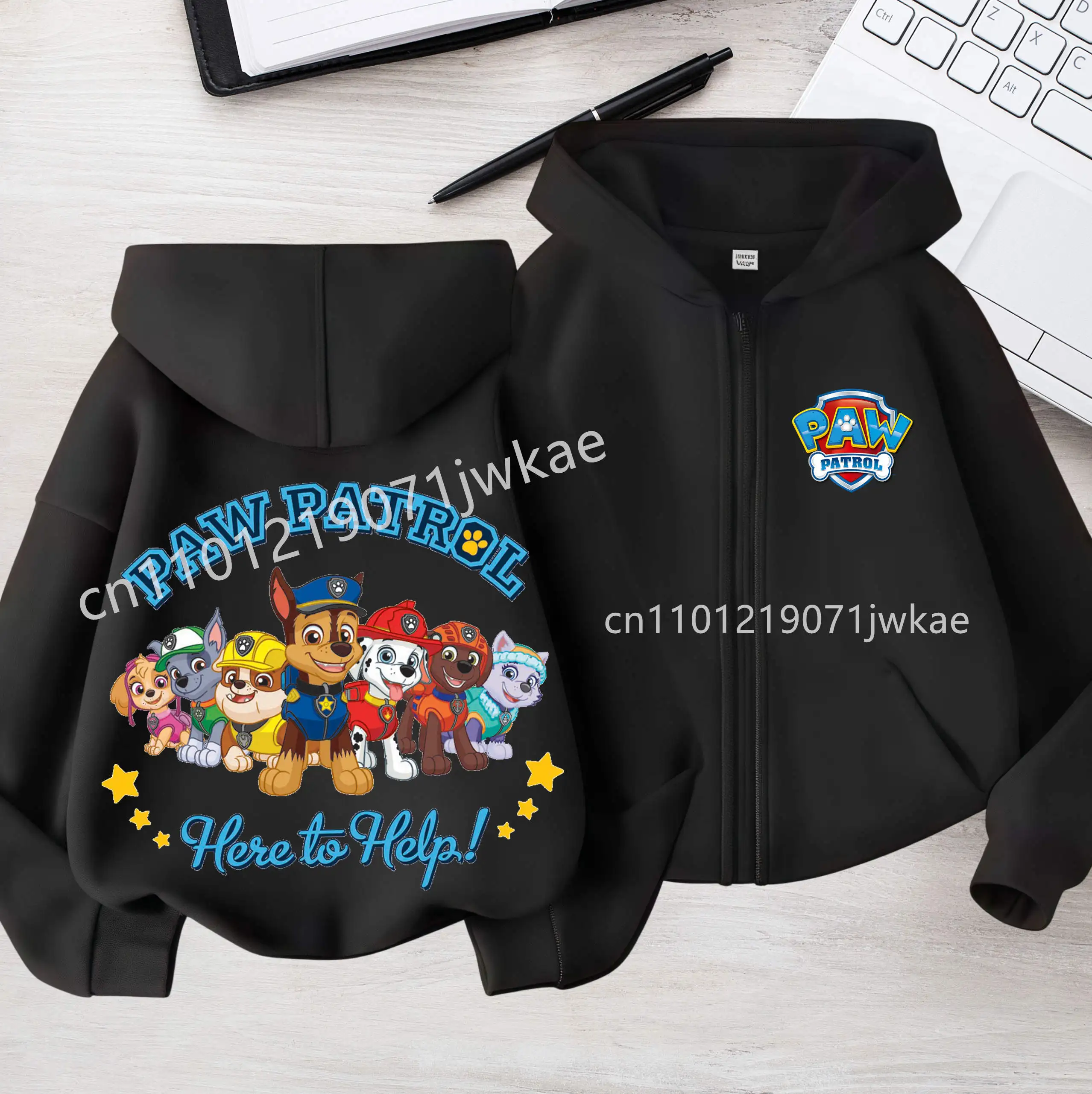Boys Girls' Casual Top Casual Shirt with Cartoon Print Spring Kids Coat PAW Patrol Children's Zipper-style Hooded Sweatshirt for