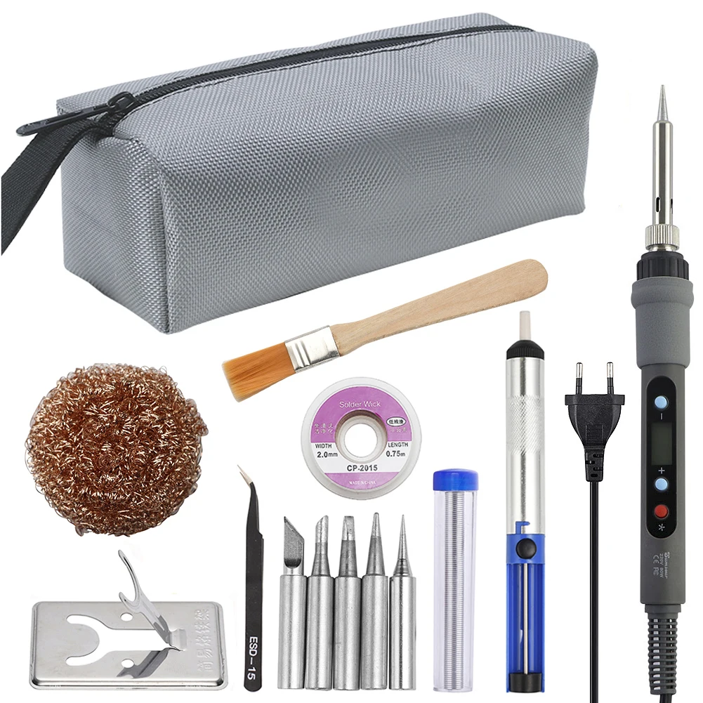 Soldador eléctrico de 80W con interruptor, pantalla Digital LCD, temperatura ajustable, Kit de herramientas de reparación para desoldar