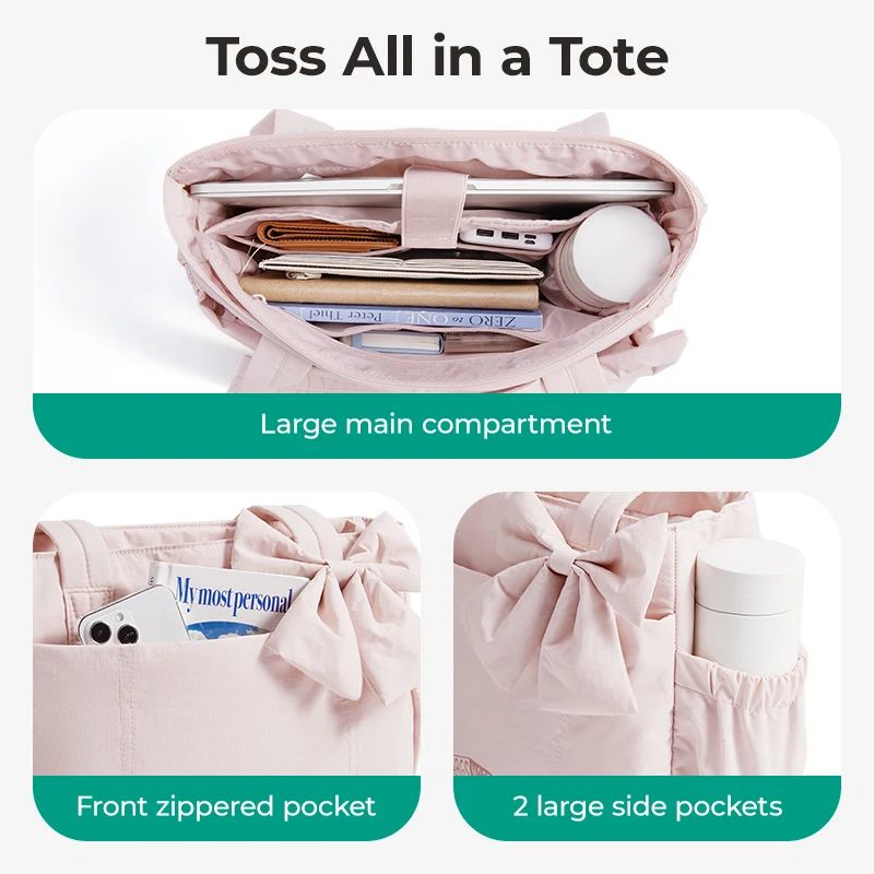 BAGSMART Tote Bag University Padded Shoulder Bag for Women Large Capacity Travel Handbag Daily Commute Women's Bag
