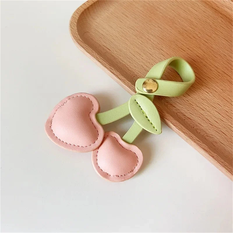 Keychain Cherry Key Chain Decoration Peach Heart DIY Craft Accessories Bag Pendant Keyring Bag Decoration Cherry Pendant