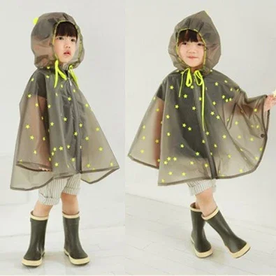 NewArrival Top Fashion Fluorescence rain jacket Thick batwing kids Raincoat  Long Outdoor Poncho child rain coat kids