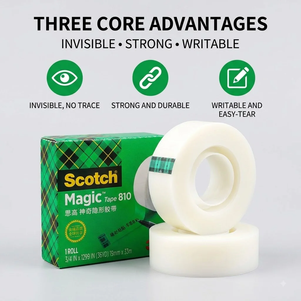 3M 810 Invisible Tape Adhesive Copy Adhesive Transparent Matte Free Question Collection Transfer Adhesive for Office Use