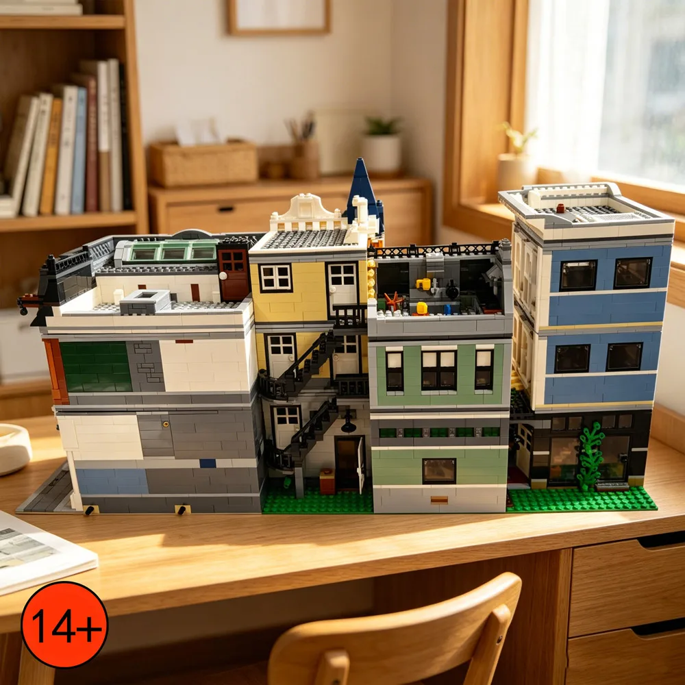 Premium Limited Collection Gift Large Classical City Street Architecture Building Blocks Multi Scene Bank Cinema Palace Detective Office Assembly Square Detailed Vintage Model Home Display Toy For MOC And Street View Collectors