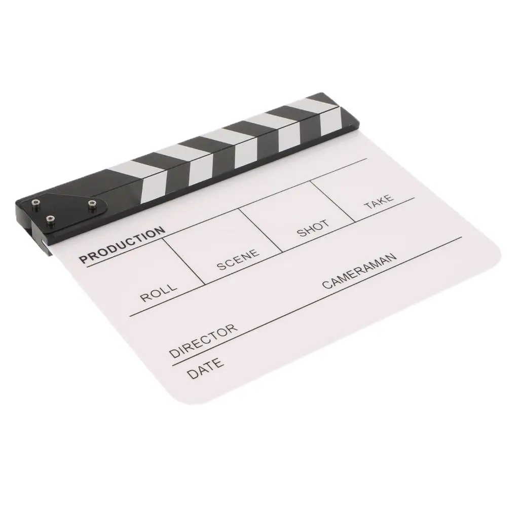 Acrylic Clapboard Director TV Film Cut Action Scene Clapper Board Slate 30x25cm/11.8x9.8inch (White-Color)