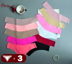 3PCS Ladies Briefs Sexy Thin Underwear Ice Silk Seamless Women Panties Traceless Female Middle Waist Lingerie Intimates S-2XL