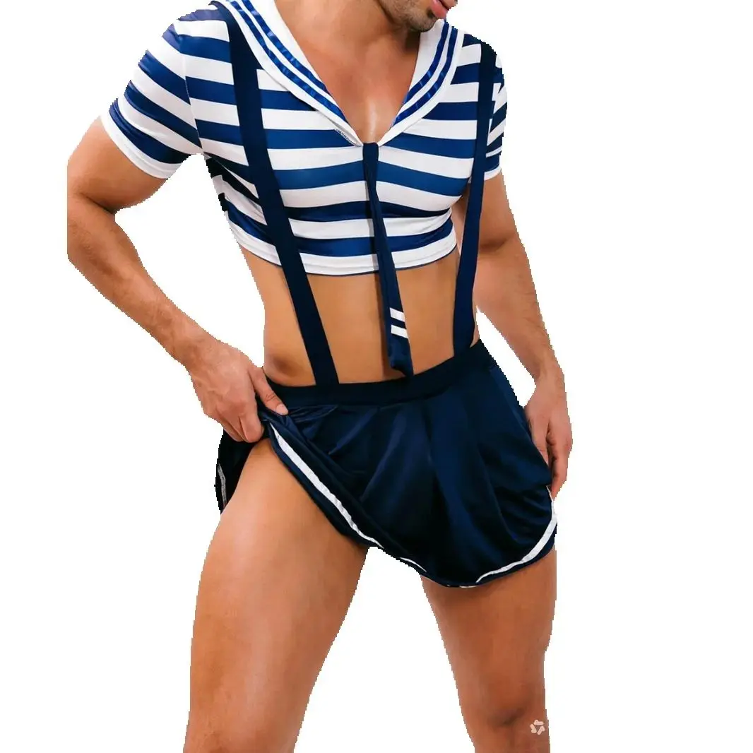 

Мужской сексуальный костюм-униформа моряка для ролевых игр, пикантное белье для вечеринок SM, косплей, откровенная ночная сорочка с открытой промежностью для геев