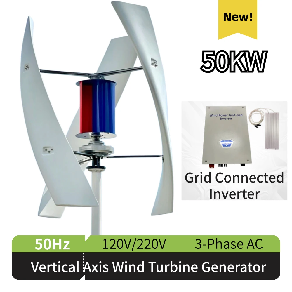 

30000W 50KW 100KW Vertical Axis Maglev Wind Turbine Generator 120V 220V Free Energy Household Windmill Low Speed 220V Output