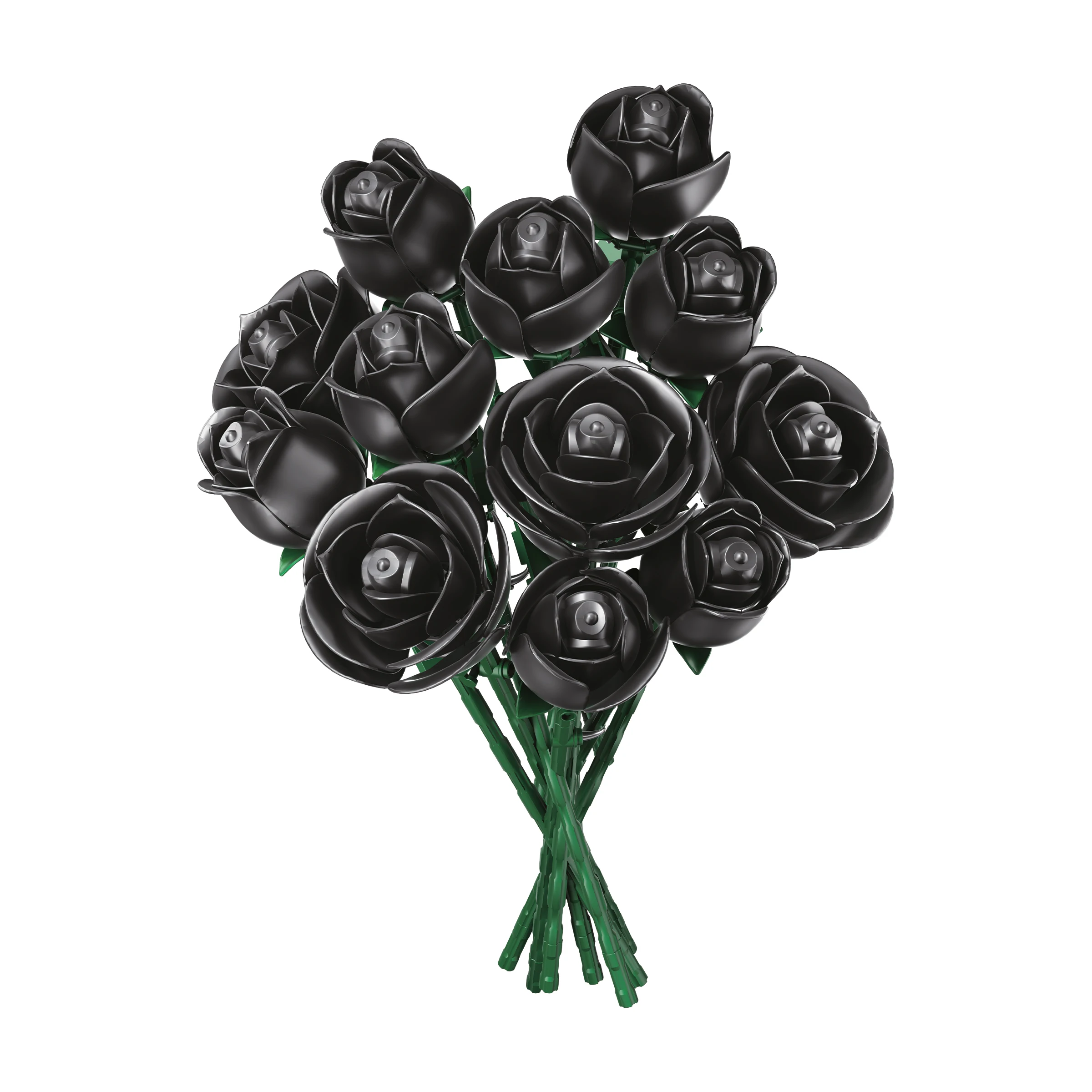 

2026 Black Rose Bouquet Building Blocks Assembly Toy, Preserved Flower Desktop Decor Ornament, Valentine's Day Gift for Girls