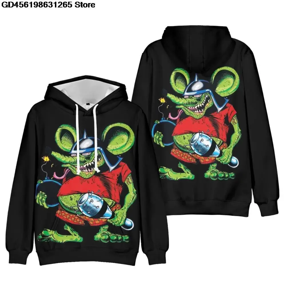 

2025 New Hot Sale Rat Fink Hoodies Sweatshirt Men Pullovers Tops Kawaii Adult Clothes Hip Hop Anime Hoodie Streetwear Pullovers