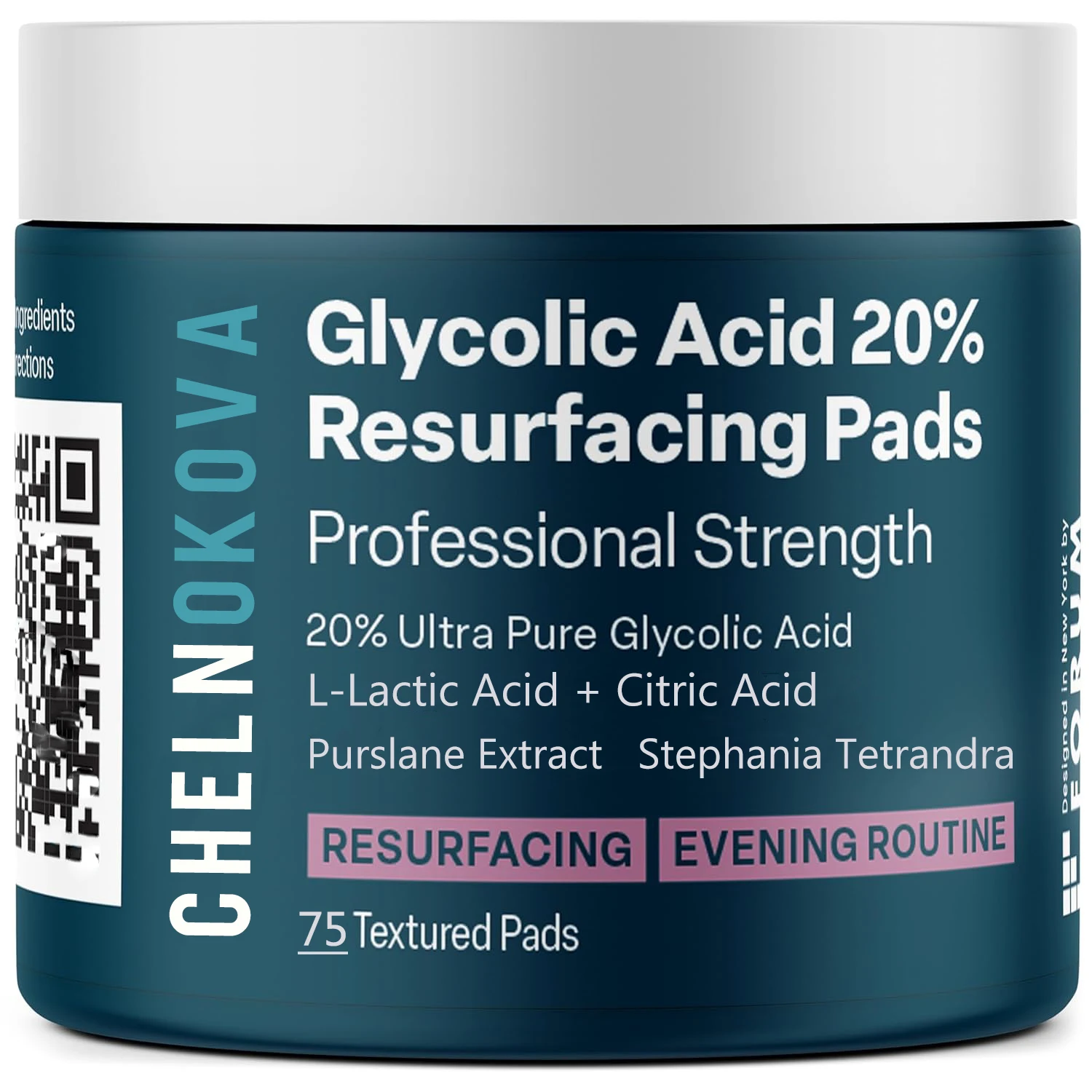 Chelnokova Glycolic Acid 20% Resurfacing Pads for Face & Body with lactic acid citric acid Exfoliates Surface Skin Peel Pads