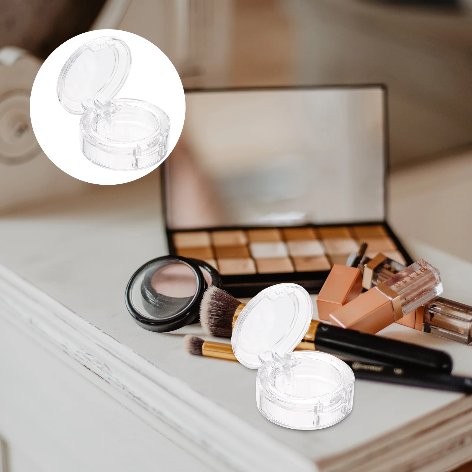 8 Pcs Cream Empty Eye Shadow Box Makeup Plate Sample Tool Case White Eyeshadow Holder Travel