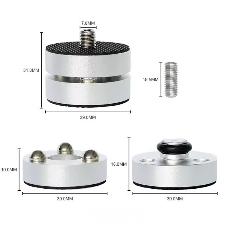 Prata Preto Ouro Diâmetro 39mm Bola De Aço De Alumínio Amplificador De Áudio Speaker Machine Feet Shock Absorber Foot Pad