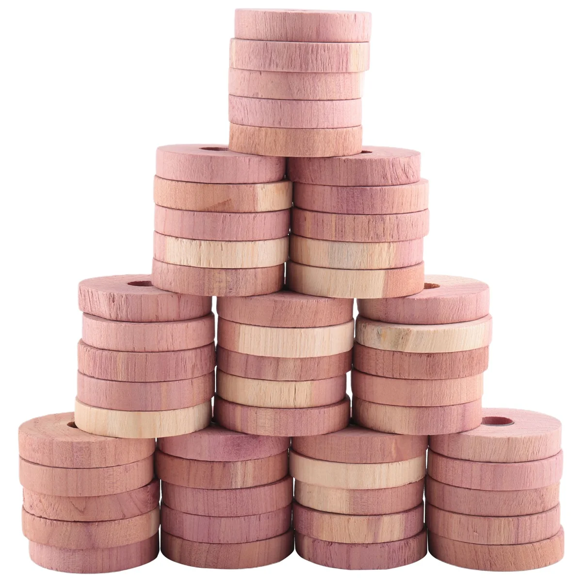 50 Pack Wood Rings for Clothes,Aromatic Blocks,for Closets and Drawers, Clothes Storage Protector