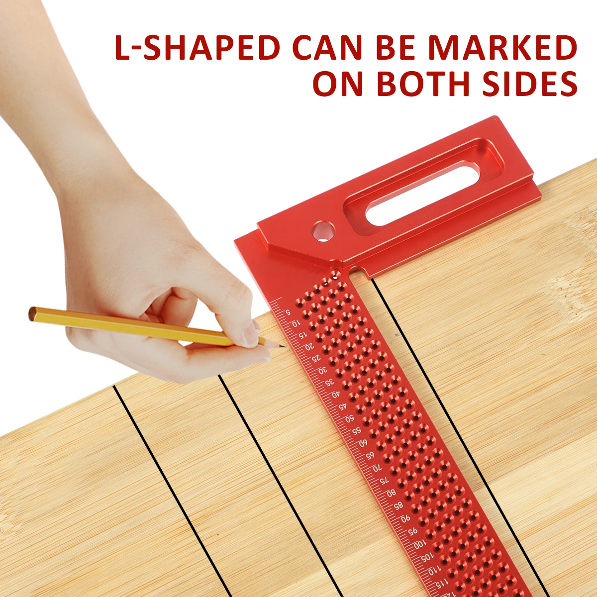 L-Type Hole Ruler Precise Scriber Measuring Tool Aluminum Alloy Right Angle Line Gauge Scriber Hole Positioning Marking Ruler