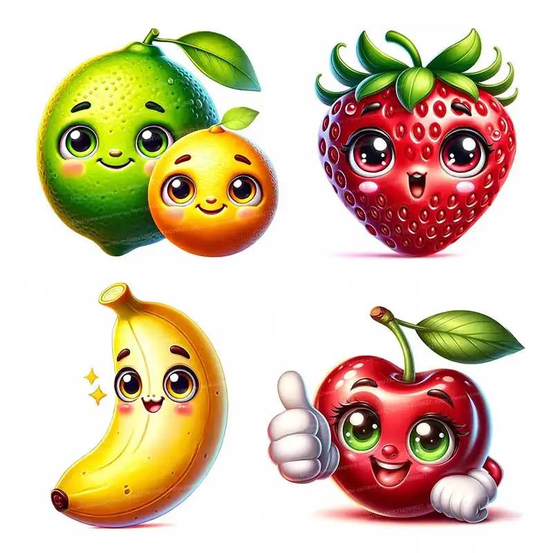 Cute Fruits Wall Stickers Kitchen Decoration Dining Room Living Room Cabinet Refrigerator Home Decoration Decal Stickers S645