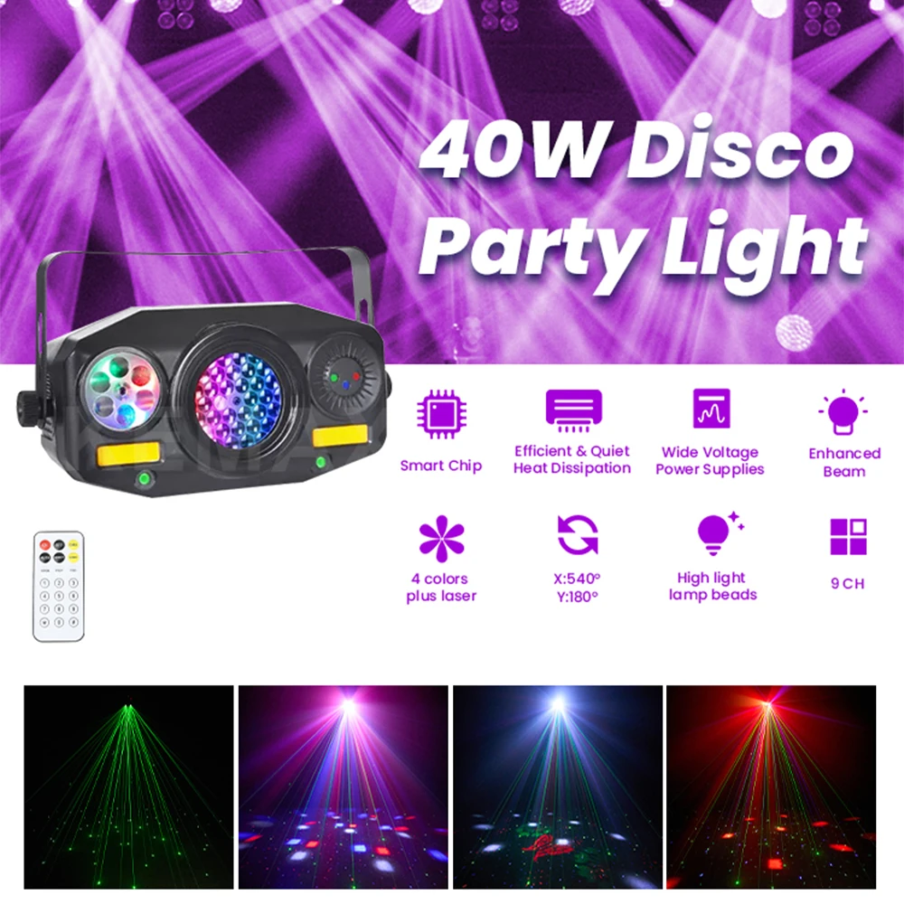 Mini Beam 40W Party Light RGBW LED Disco Stage Effect Lights DMX DJ Strobe Nightclub Light For Event Bar Birthday Christmas Gift
