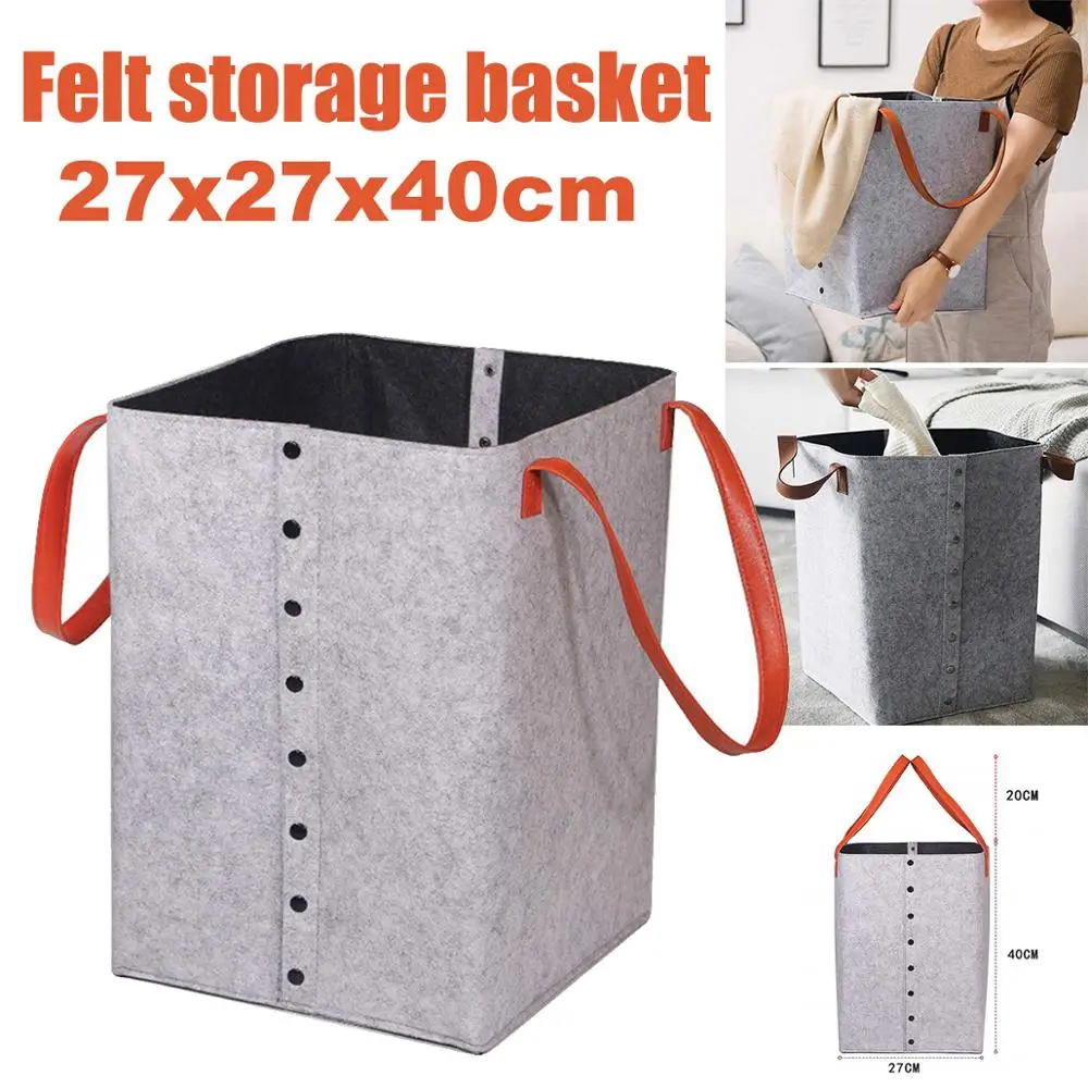 

New Felt Storage Basket Folding Rivet Felt Cloth Dirty Clothes Basket Toy Storage Box Sundry Storage Bag