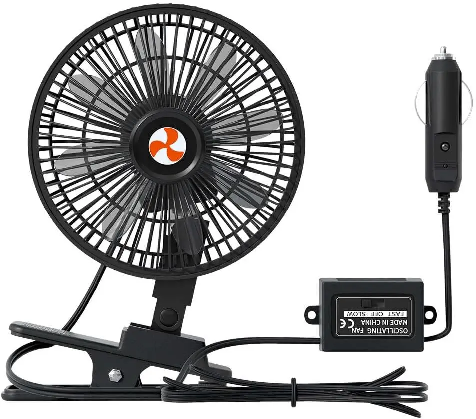 12 Volt Oscillating Fan, Portable Car Fan Wide-Bound Cooling Ventilation, Car DC Clip Fan, Truck, RV, Automotive 12v Fan