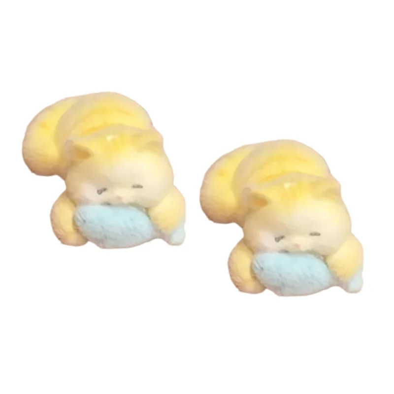 

2PCS Lovely Flocking Cats Theme Hair Barrettes Resin Hair Clip For Women Girls 15UB