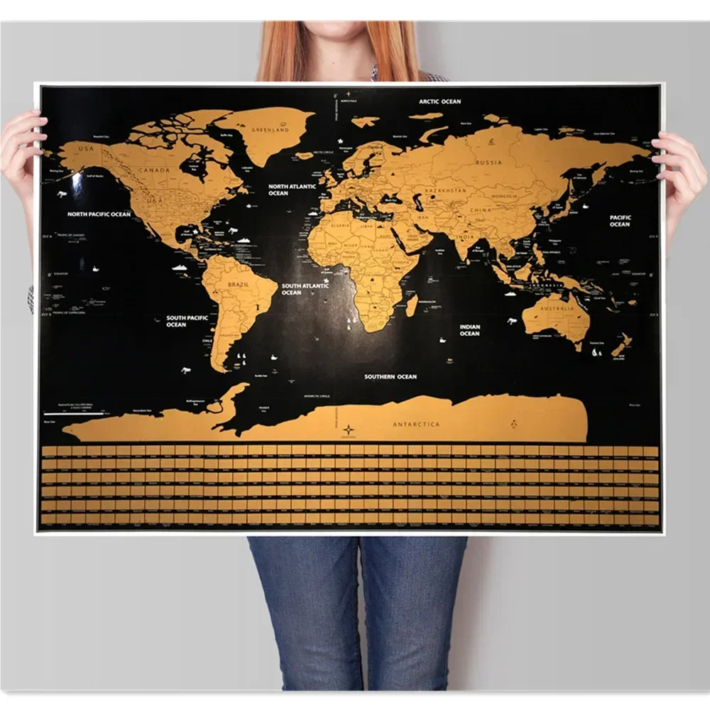 Deluxe Scratch Off Maps Travel Gift, Record Global Maps of Places You Have Traveled, Scratch Poster For Room Office Wall Decor 2