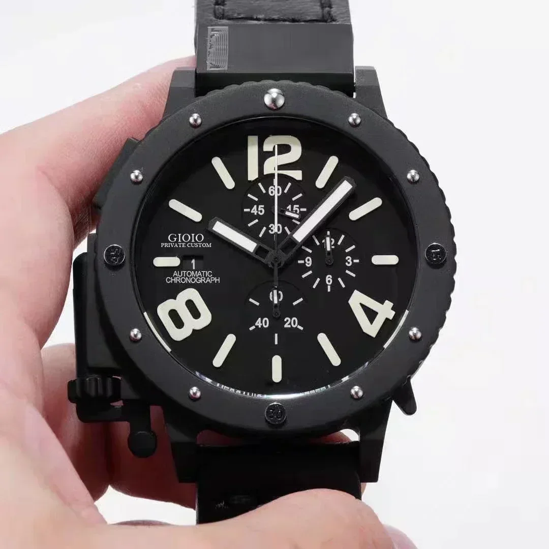 Reloj de cuarzo clásico para Hombre, cronógrafo de acero inoxidable U U42, de cuero negro y marrón, nuevo