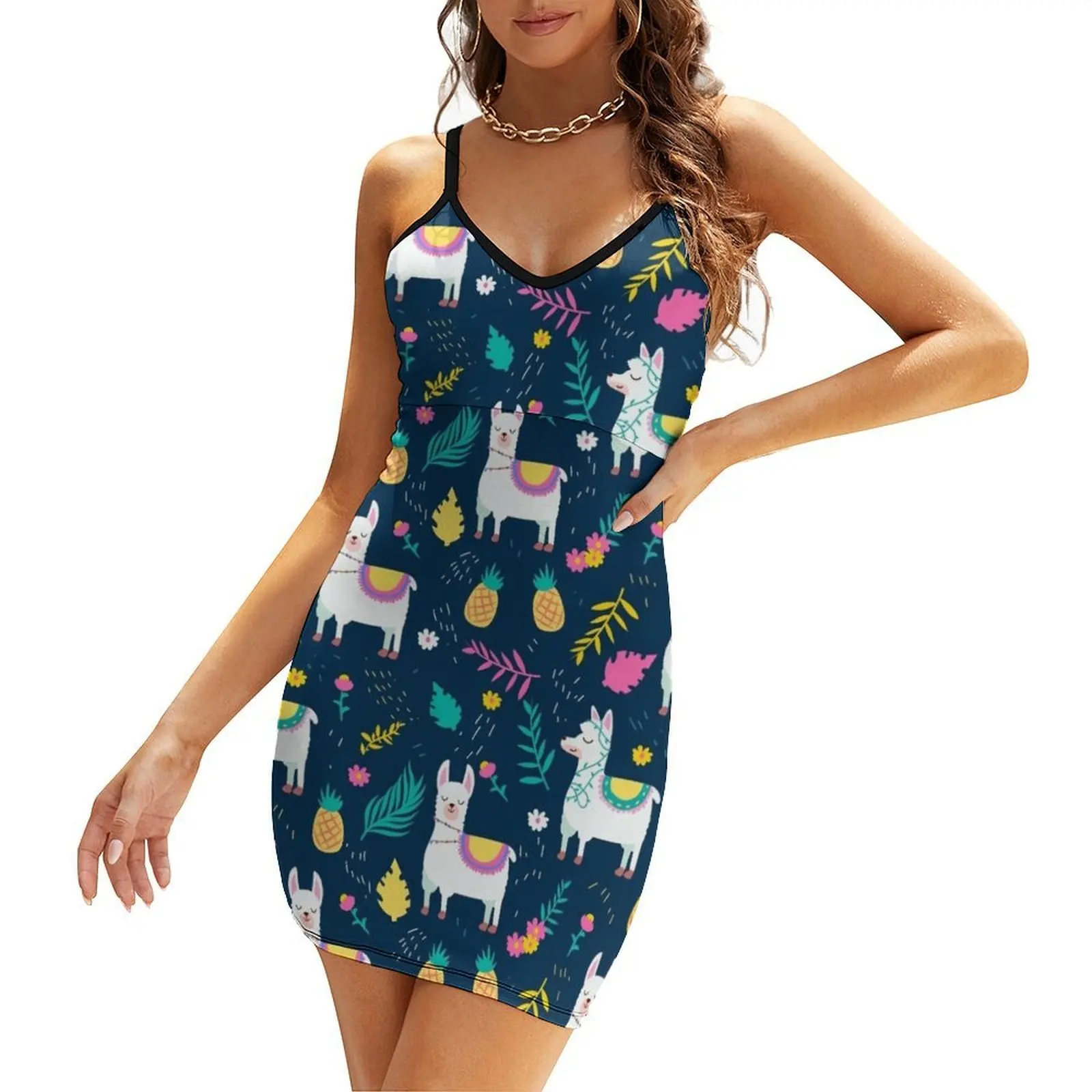

Cute Llama Summer Pineapple Pattern for Kids Sling Dress dresses summer beach outfits for women evening dresses luxury 2025