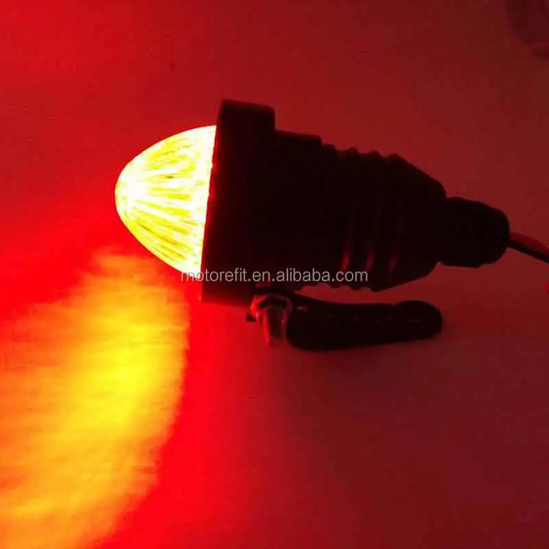 Motorcycle Customized Bullet Vintage Taillight 12V LED Red Glass Tail Brake Light(Chrome)