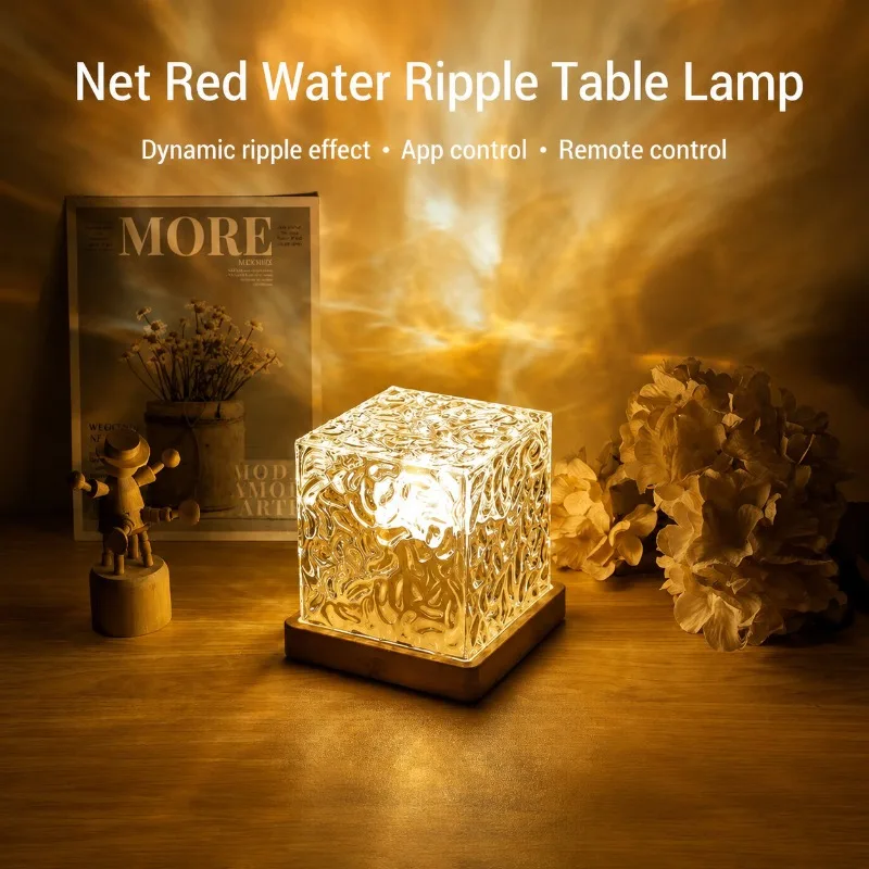 Galaxy Projector Night Light, Rotating Water Ripple Starry Sky Mood Lamp for Bedroom, Creative Flame Decorative Romantic Gift