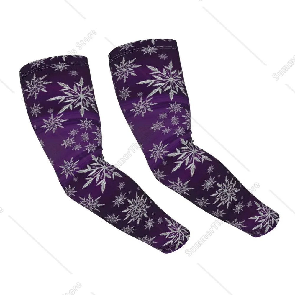 

Snowflake Gradient Purple UV Sun Protection Arm Sleeves - Cooling Compression Arm Sleeve with Finger Hole