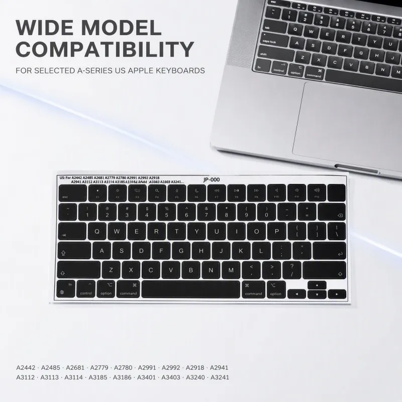 US-QWERTZ-Tastatur-Transferaufkleber, Tastenfolien für MacBook, kratzfest, wasserdicht, rückstandsfreie PVC-Etiketten