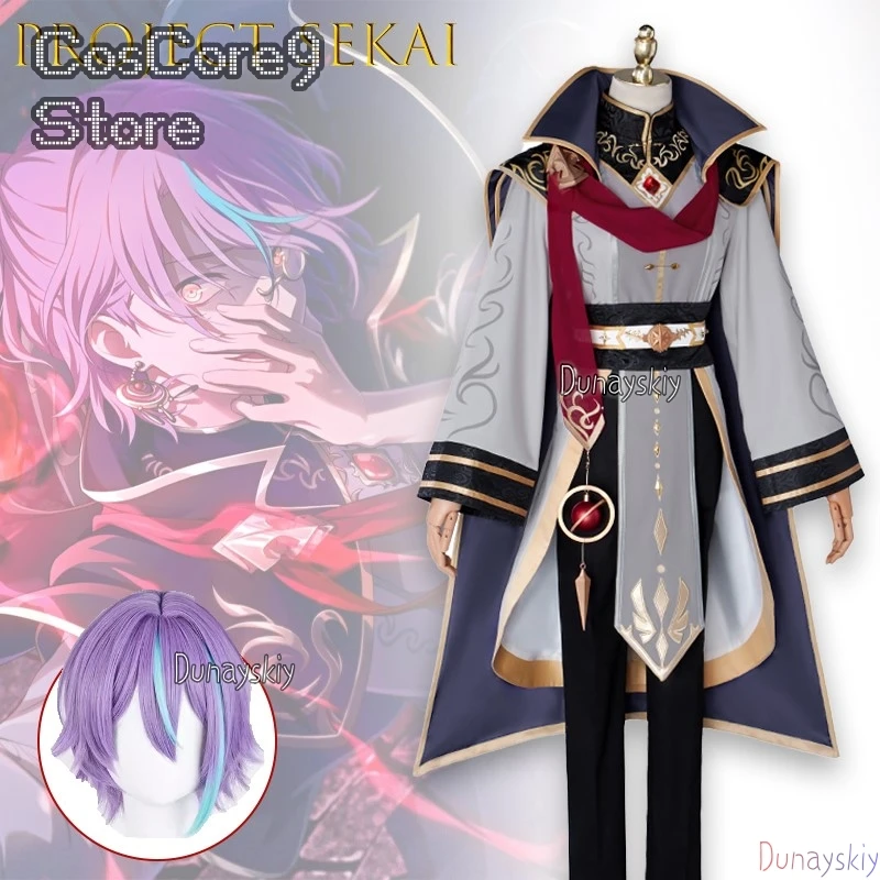 

Project Sekai Косплей Kamishiro Rui Game Косплей π로윈 의상 Черный рыцарский костюм Парик Парик Женщины Мужчины Хэллоуин Cos Униформа