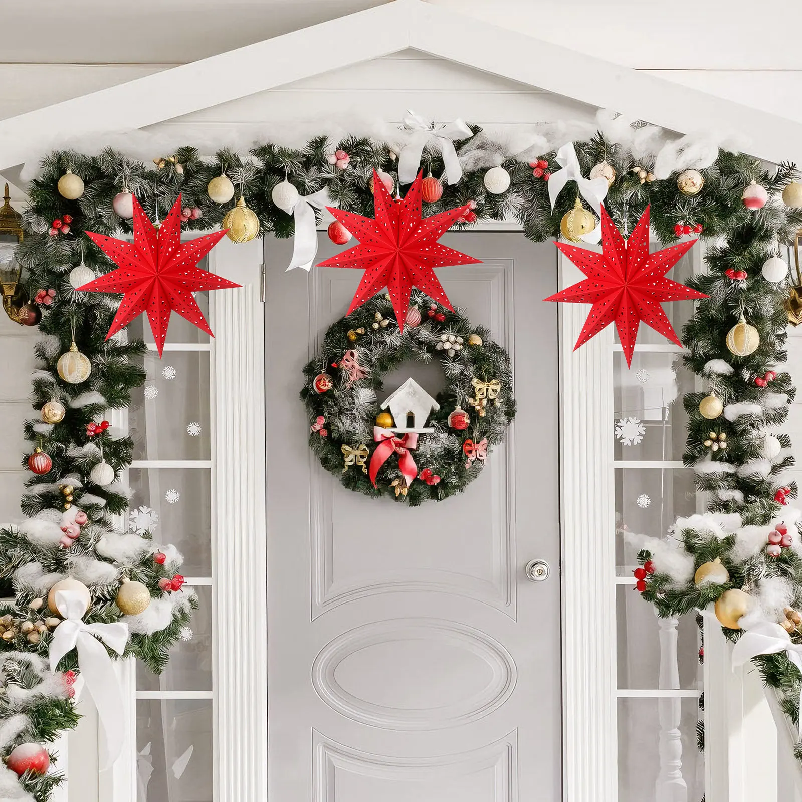 

Бумажные 3D-подвески в форме звезды для ламп и фонарей, рождественские светильники для домашнего праздничного декора