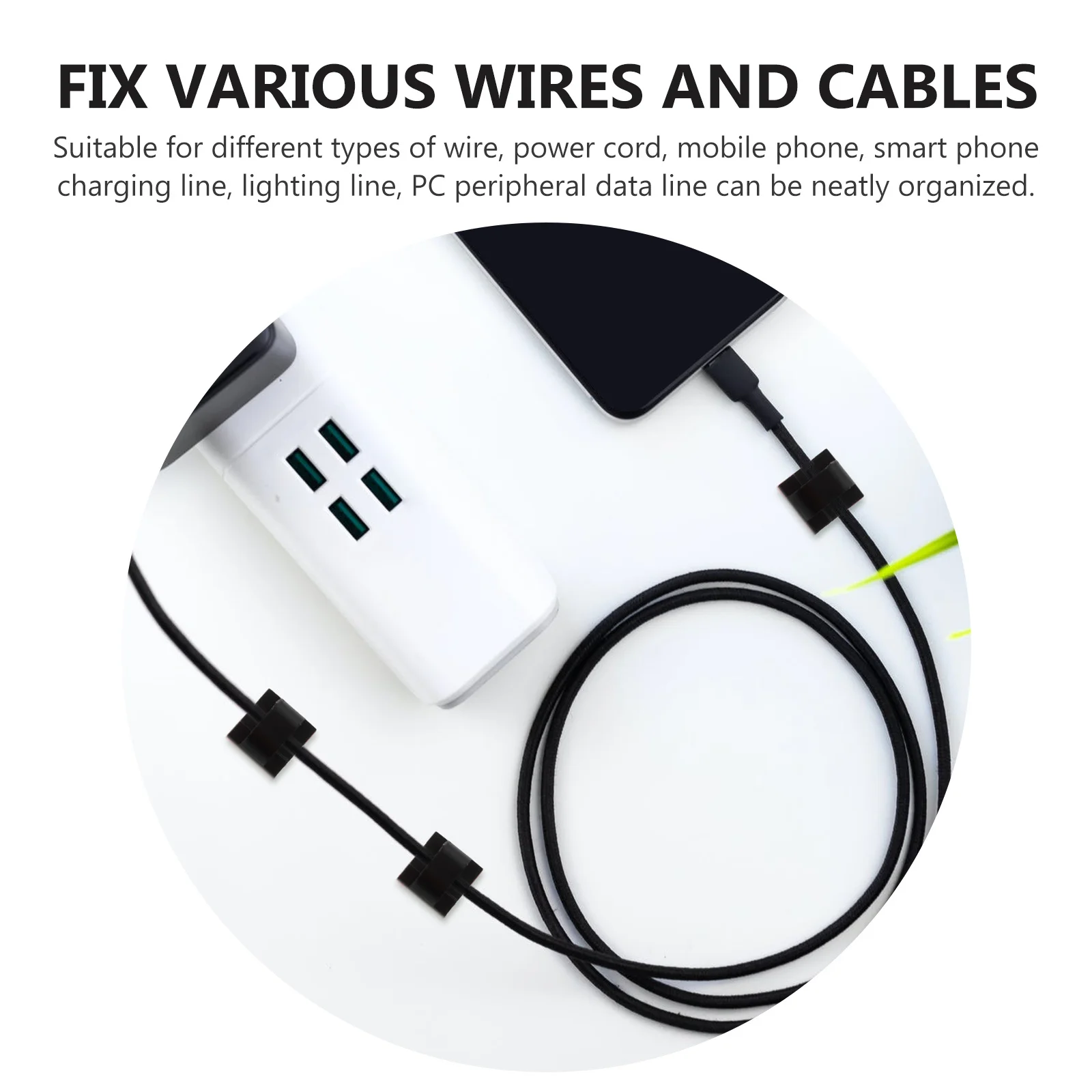 

50pcs Cable Holder Self-Adhesive Plastic Cord Organizer For Headphone Data Cable Management Clip Earphone Line Winder