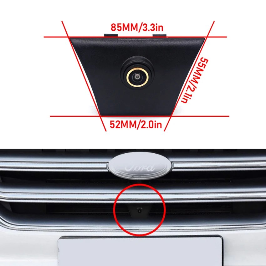 AHD 1920P Car Front Camera For Ford Kuga 2013 HD Night Vision Front Grille CAM Fisheye Lens Parking Camera Front Camera