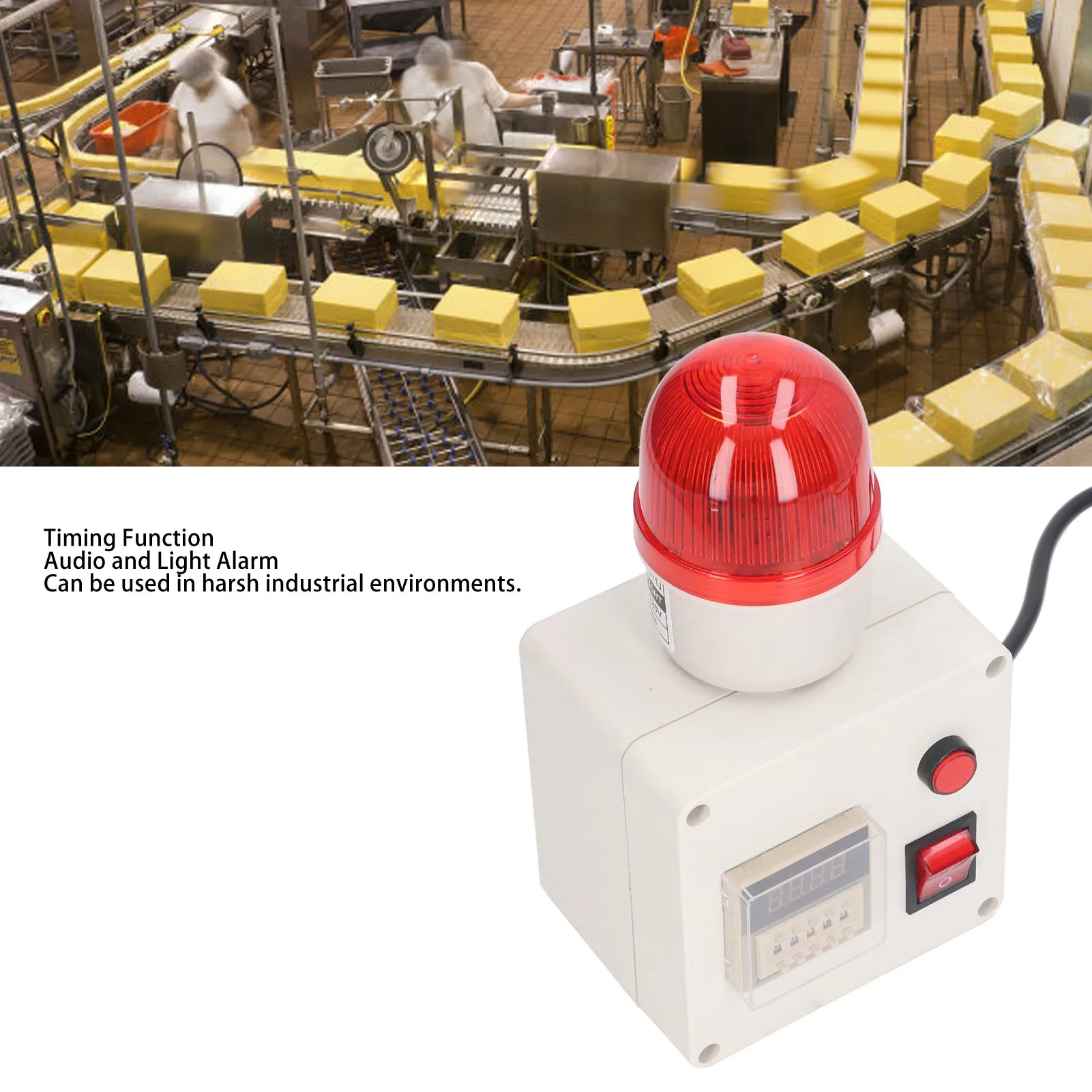 

Alarm Light Siren Alarm Siren Delay Timing Alarm Light Audio Horn 90dB for Industrial Safety Alarm Siren Timing Alarm Siren