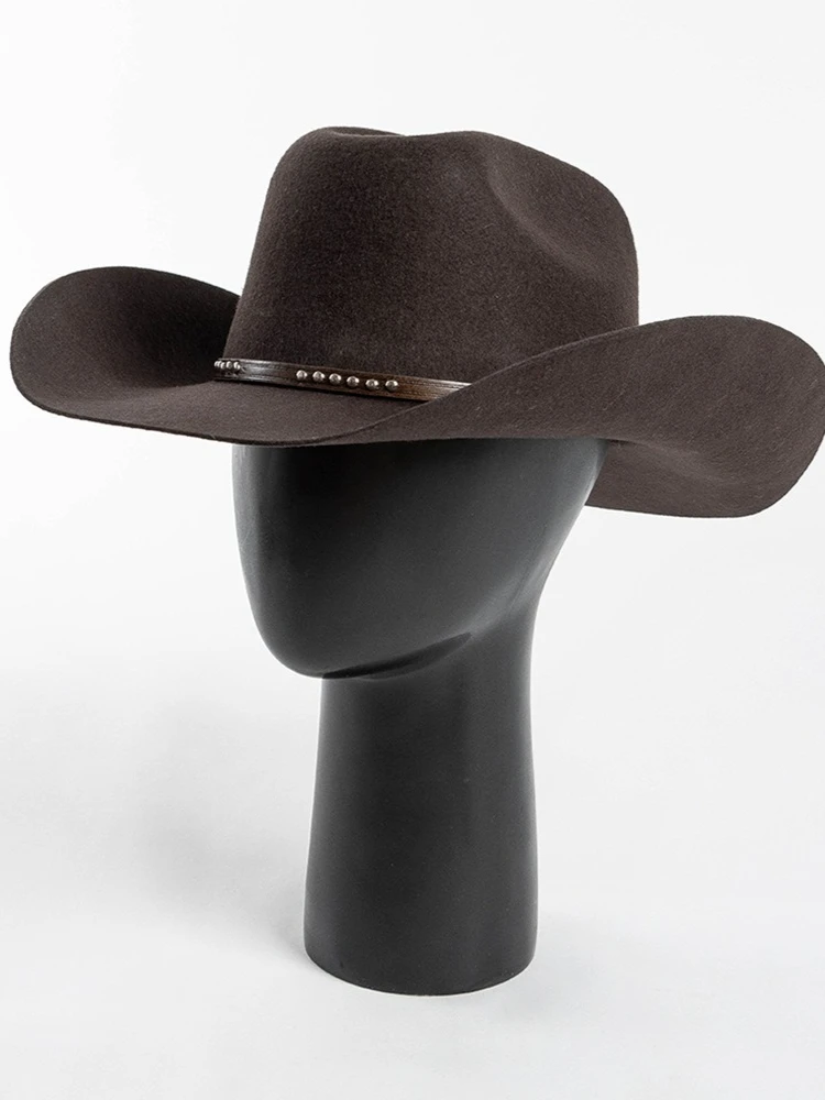 USPOP Herfst Winter Western Cowboyhoed Unisex Casual Bezaaid Wolvilt Hoed met Riem Grote Maat Fedora Verkrijgbaar in Maten S-XL - afbeelding 2