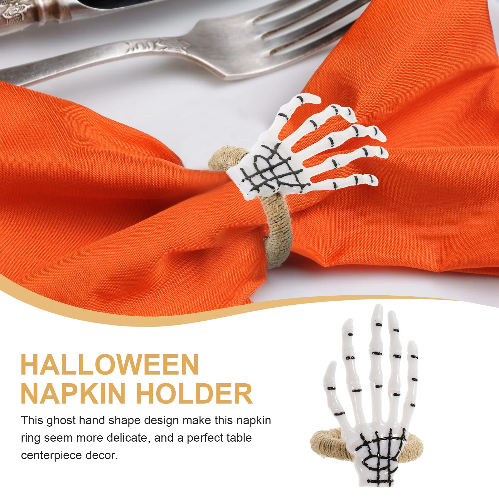 

6pcs Napkin Ghost Hand Dining Table Napkin Ring Shaped Creative Design Home Restaurant Decor Halloween Table Centerpiece