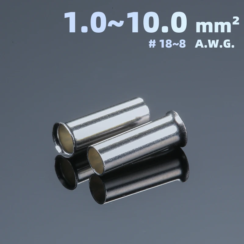 

EN1008 EN1508 EN2510 EN4009 EN6012 EN10-12 Electrical Wire Ferrules Non Insulated Cord End Terminal Naked Crimp Connector