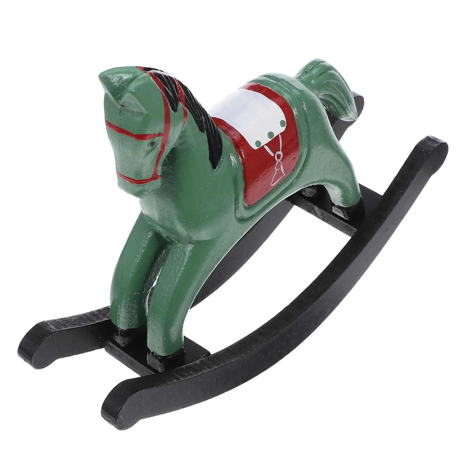 

Christmas Decorations Retro Rocking Horse Orchestra Figurines Toy Green Figure Office