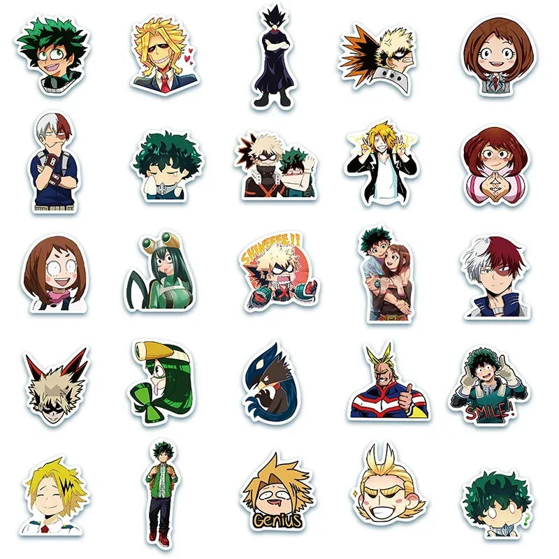 50PCS My Hero Academy Stickers Pack Cute Anime Stickers Waterproof Phone Case Laptop Skin Kawaii Packaging Art Supplies