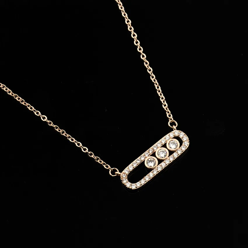 Arab Style Crystal Bead Pendant Necklace For Women Dainty Wedding Jewelry Stainless Steel Gold Plated 3 Dot On Oval Necklaces