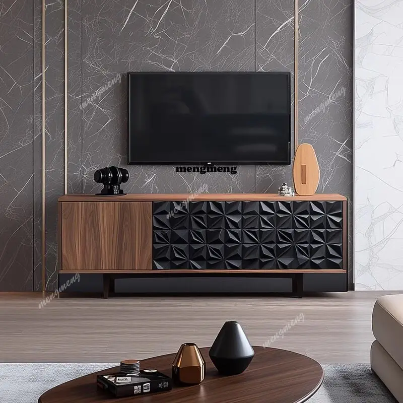 

Italian minimalist walnut TV cabinet designer high-end furniture living room solid wood audio-visual cabinet storage cabinet