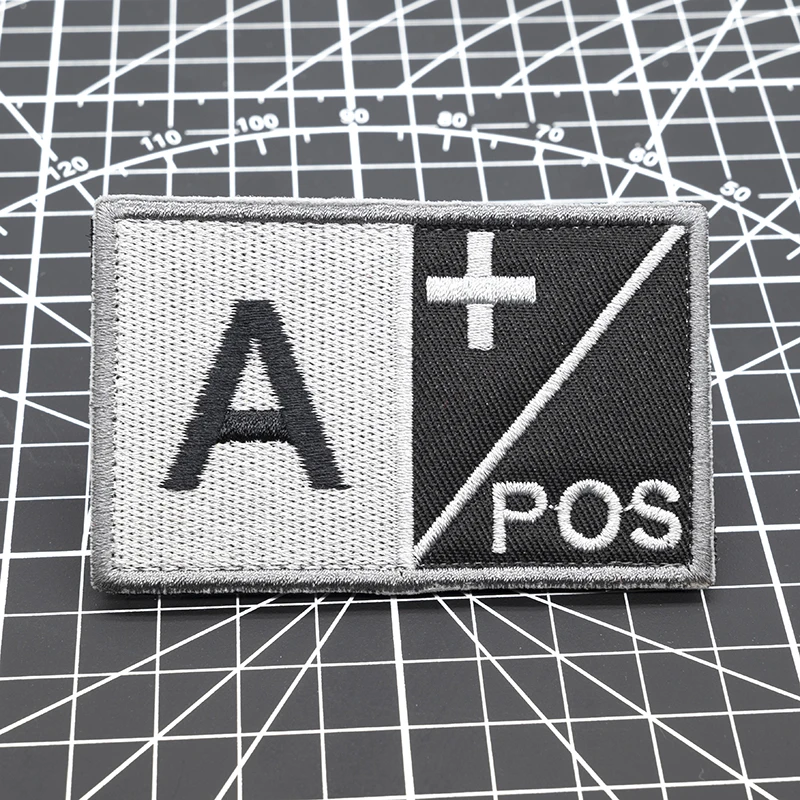O+ A- Tactical Blood Type Embroidered Hook and Loop Patches Outdoor Military Bag Backpacks Embroidered Sticker Armband Patches