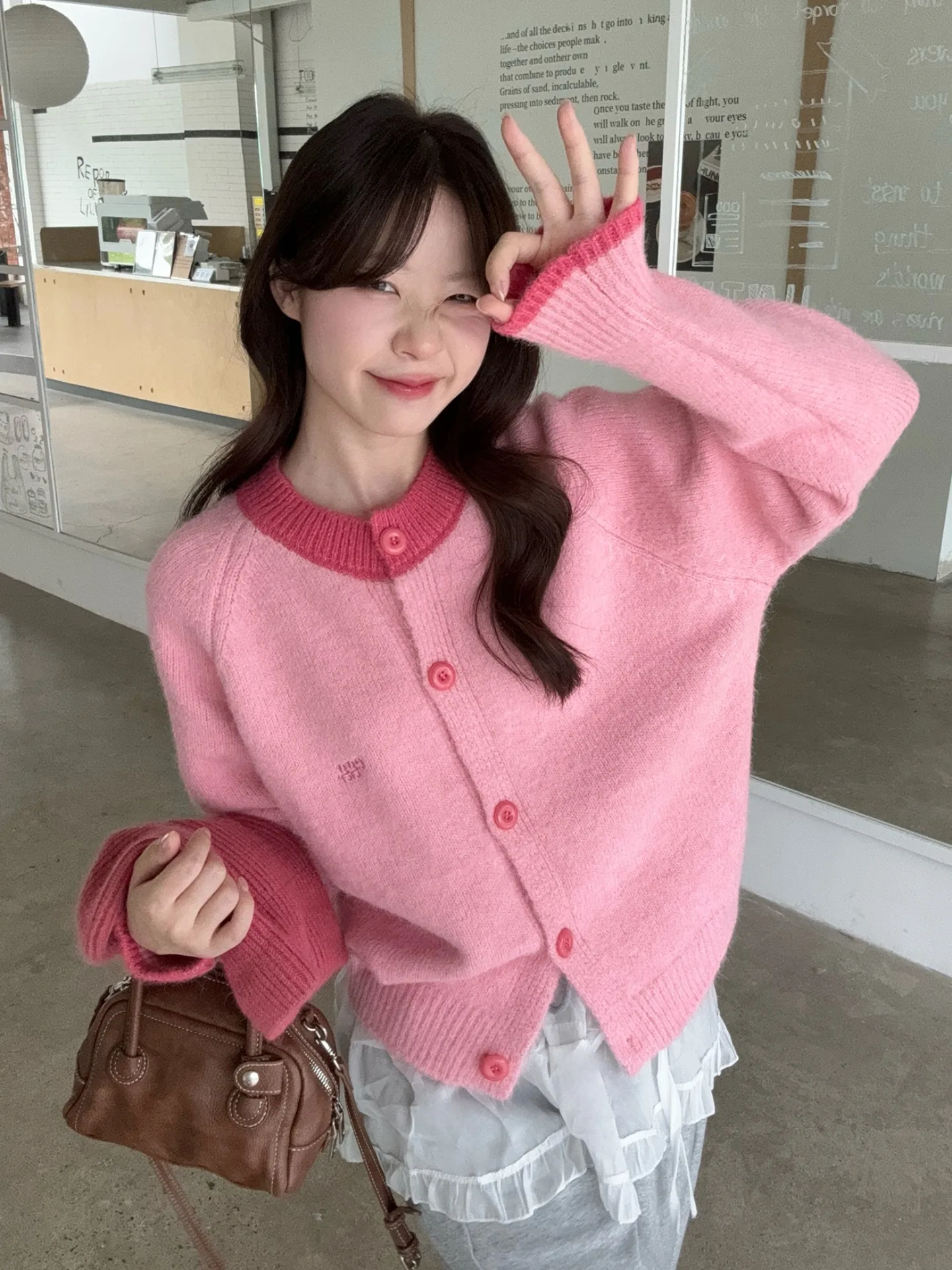 

plus Size Soft Knitted Open Cardigan Women's Unique Lazy Sle Sweater Jaet Sweet Youthful Decrease Large Button Detail